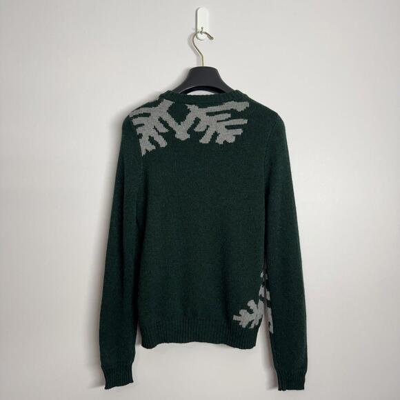 NWOT Boys Brooks Brothers Crewneck Sweater Forest Green Snowflake Medium - Picture 3 of 4